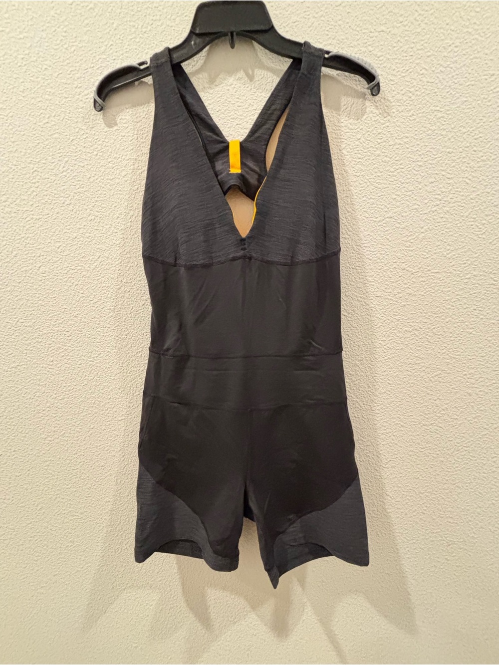 Sorel Black Athletic Sleeveless Jumpsuit with Yellow Accent